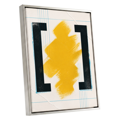 Gilded Interval, gold, black, beige abstract wall art shown as a silver framed canvas wall art
