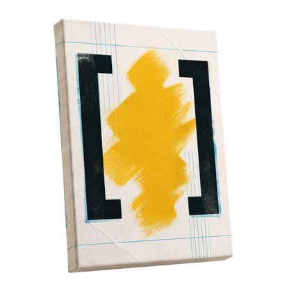 Gilded Interval, gold, black, beige abstract wall art shown as a stretched canvas wall art