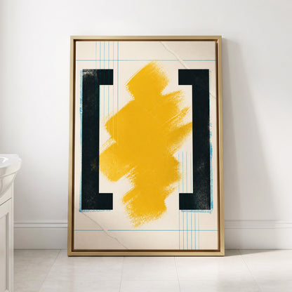 Gilded Interval, gold, black, beige abstract wall art displayed in a styled interior, gallery view 2