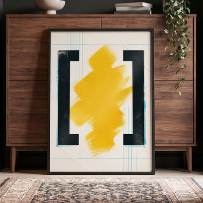 Gilded Interval, gold, black, beige abstract wall art displayed in a styled interior, gallery view 4