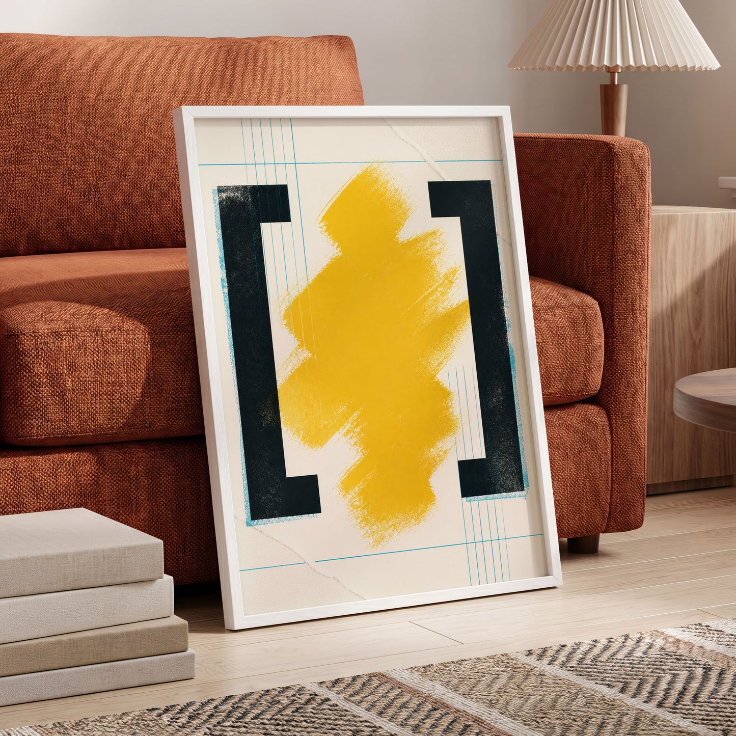 Gilded Interval, gold, black, beige abstract wall art displayed in a styled interior, gallery view 5