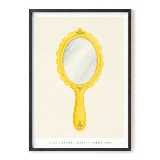 Gilded Looking Glass, gold, beige, gray minimalist wall art, front artwork view