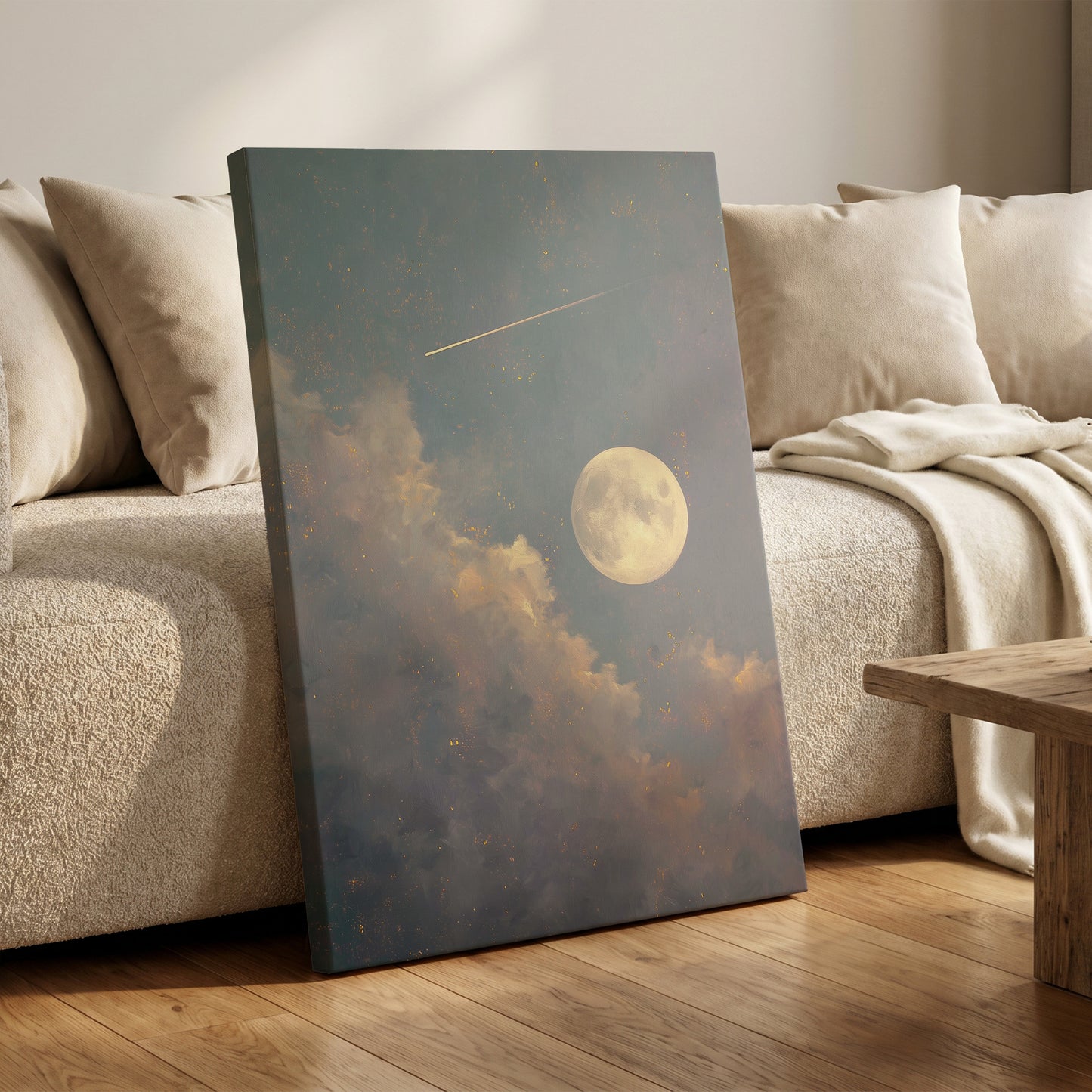 Gilded Moonfall – canvas wall art in a styled interior, gallery view 1