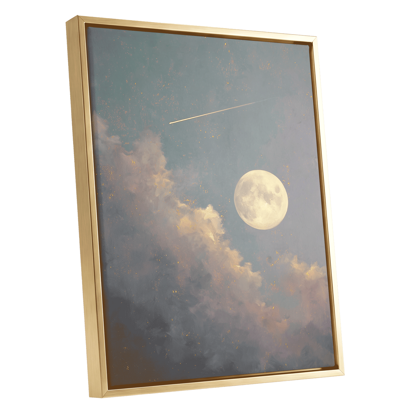 Gilded Moonfall – gold framed canvas option