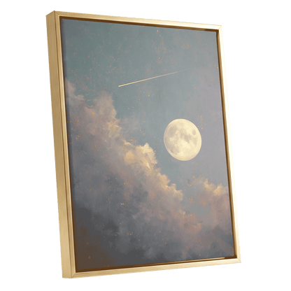 Gilded Moonfall – gold framed canvas option