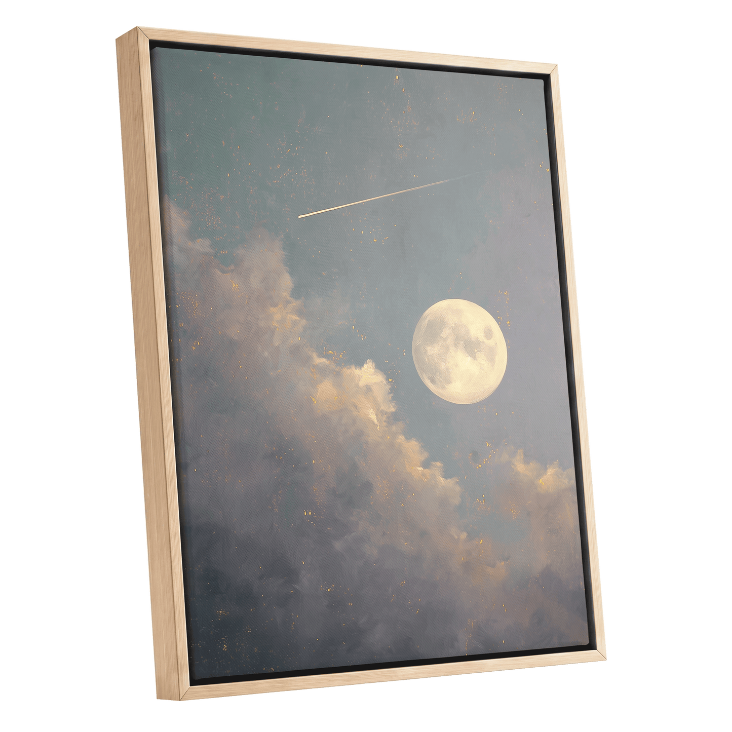 Gilded Moonfall – oak framed canvas option