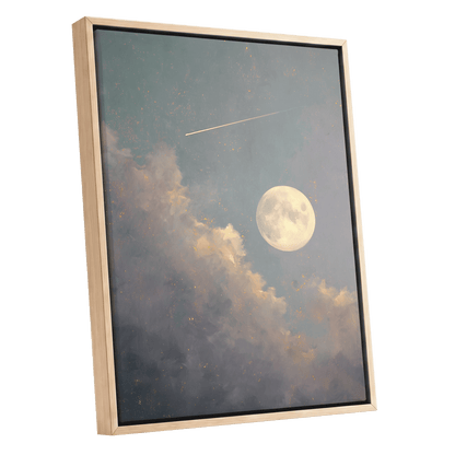 Gilded Moonfall – oak framed canvas option