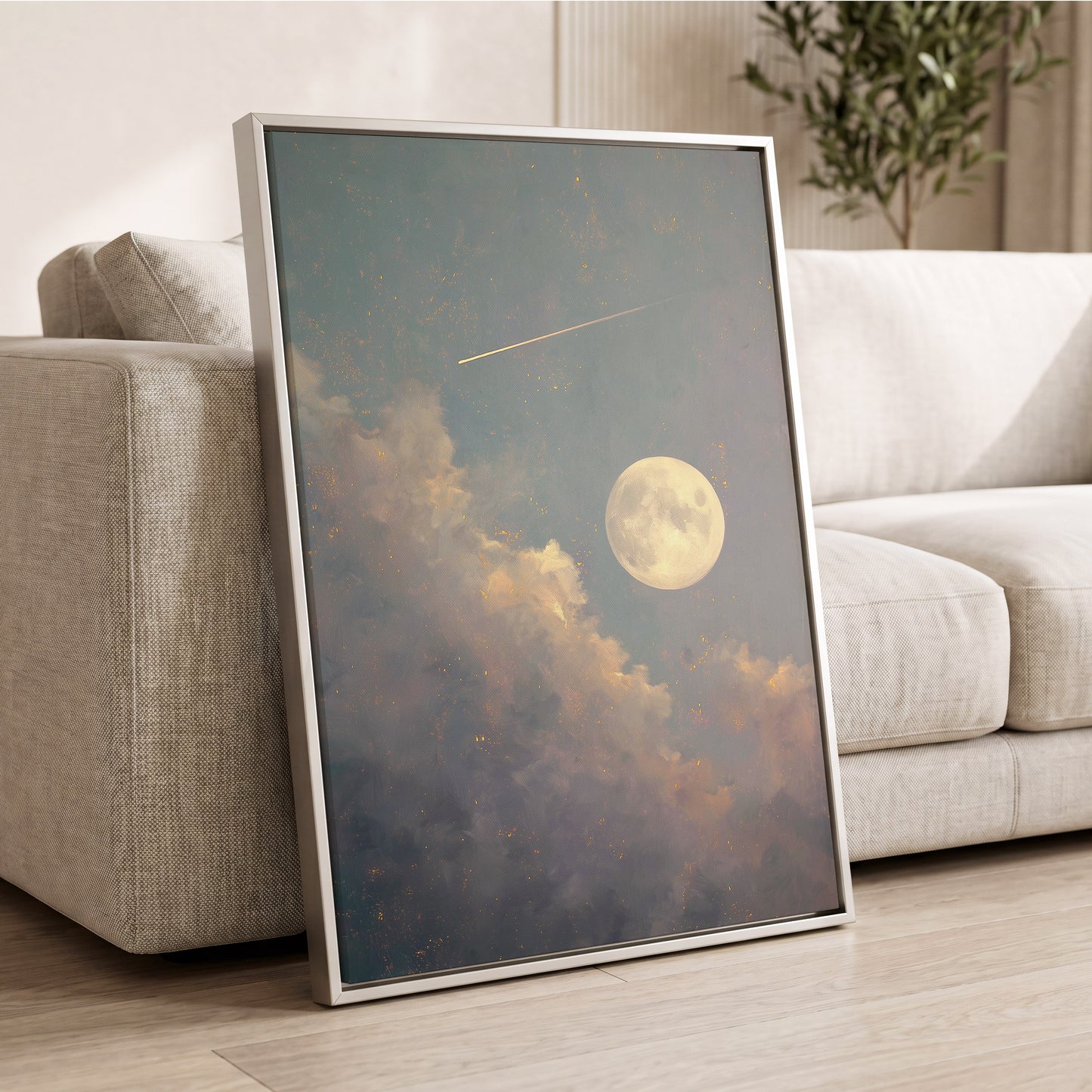 Gilded Moonfall – wall art displayed in a styled interior, gallery view 2