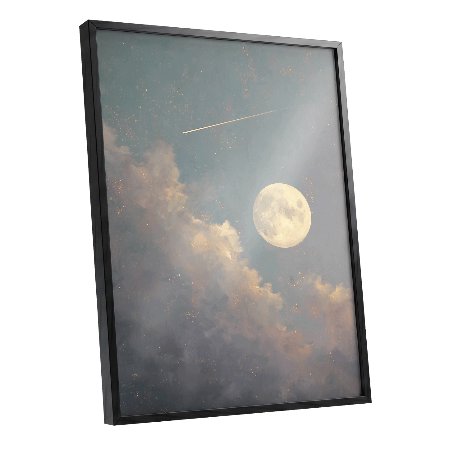 Gilded Moonfall – black framed poster option