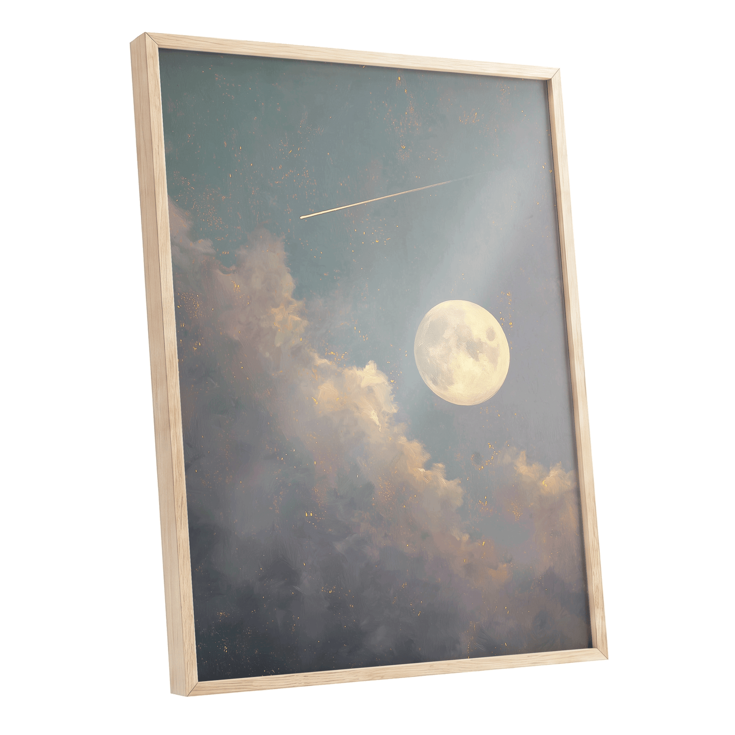 Gilded Moonfall – oak framed poster option