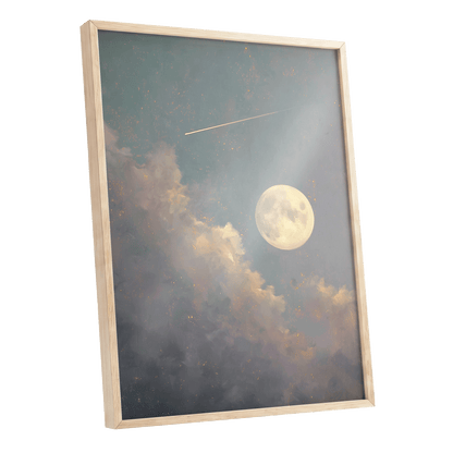 Gilded Moonfall – oak framed poster option