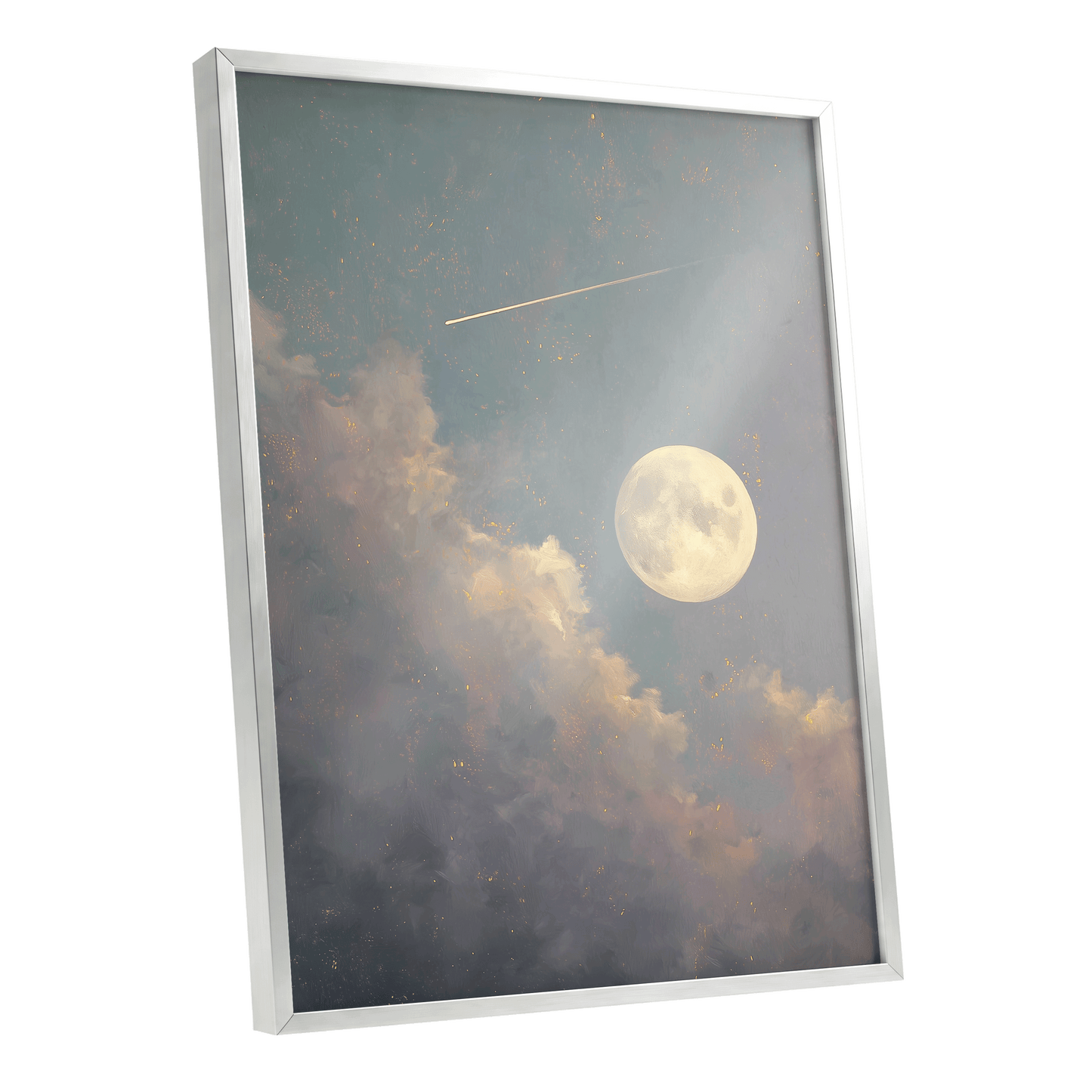 Gilded Moonfall – silver framed poster option