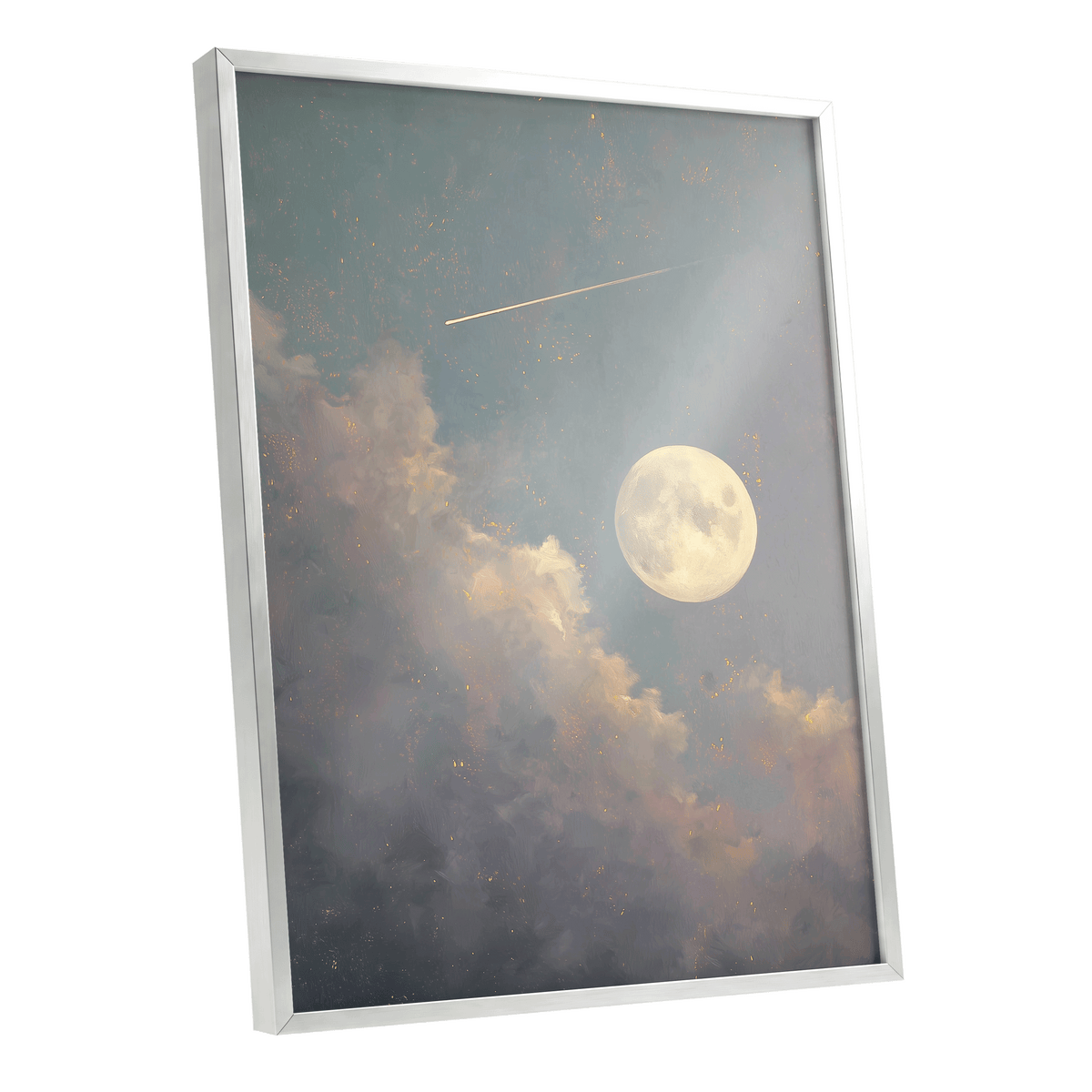 Gilded Moonfall – silver framed poster option