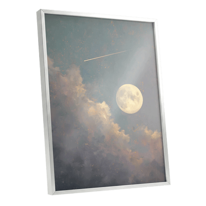 Gilded Moonfall – silver framed poster option