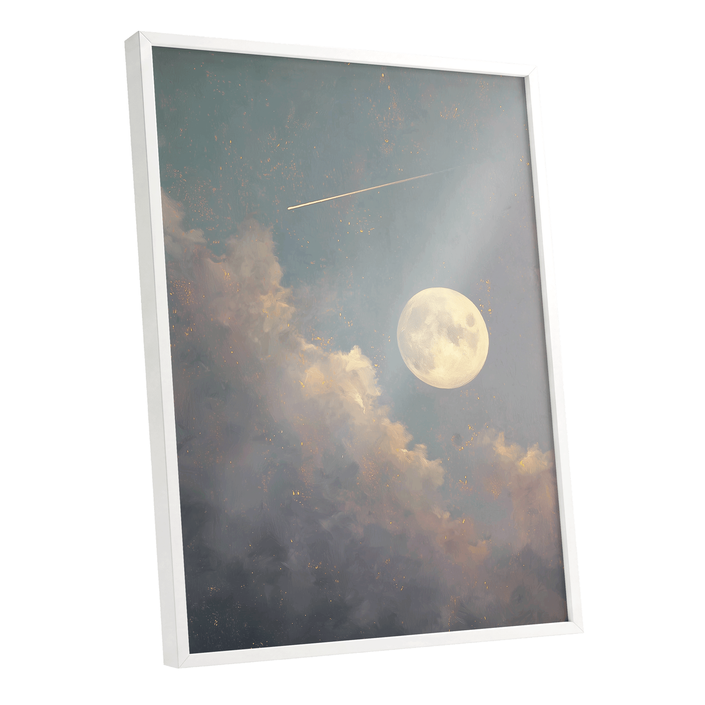 Gilded Moonfall – white framed poster option