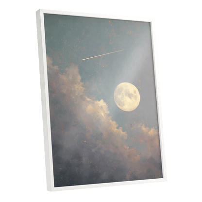 Gilded Moonfall – white framed poster option
