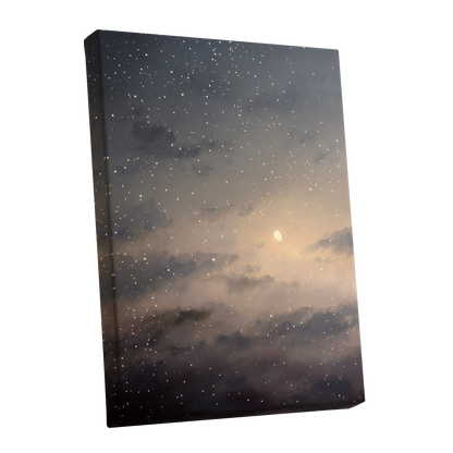 Gilded Nightfall, gray, beige, gold nature wall art shown as a stretched canvas wall art