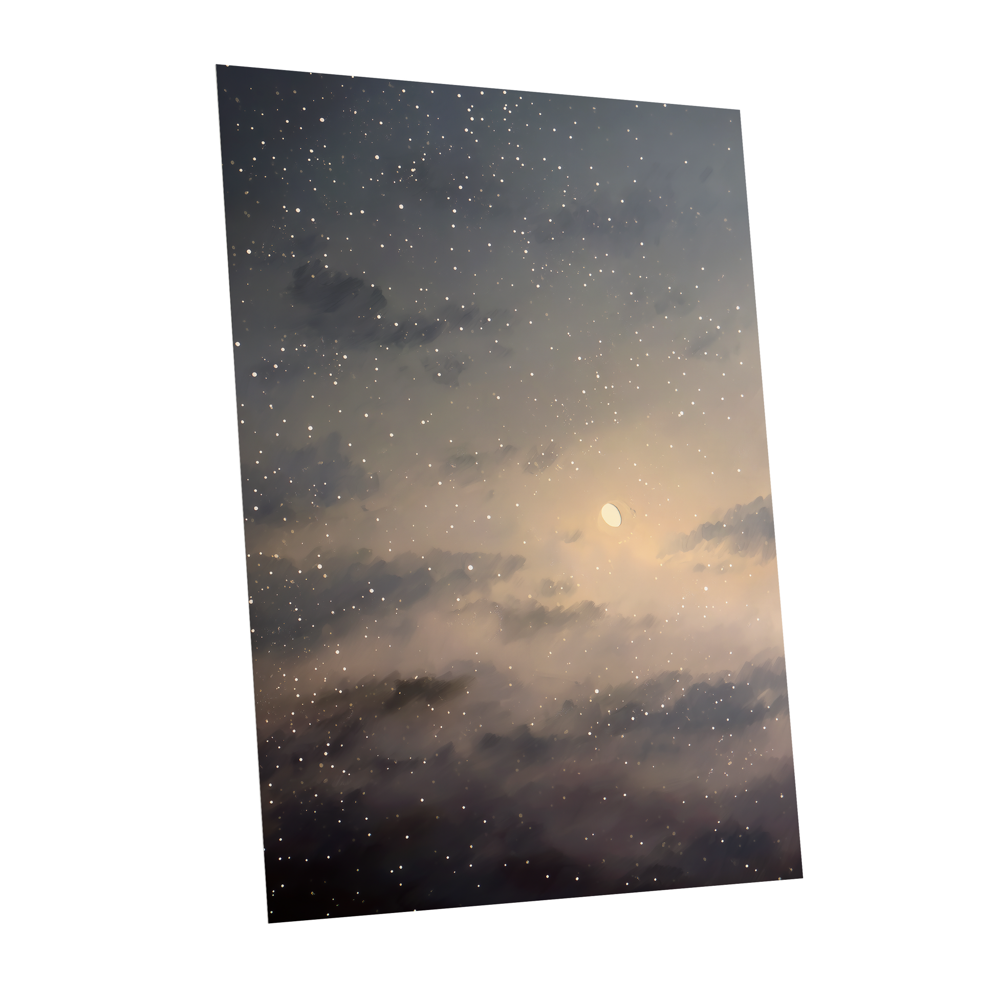 Gilded Nightfall, gray, beige, gold nature wall art shown as a unframed poster wall art print
