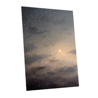 Gilded Nightfall, gray, beige, gold nature wall art shown as a unframed poster wall art print