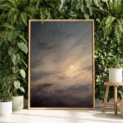 Gilded Nightfall, gray, beige, gold nature wall art displayed in a styled interior, gallery view 4