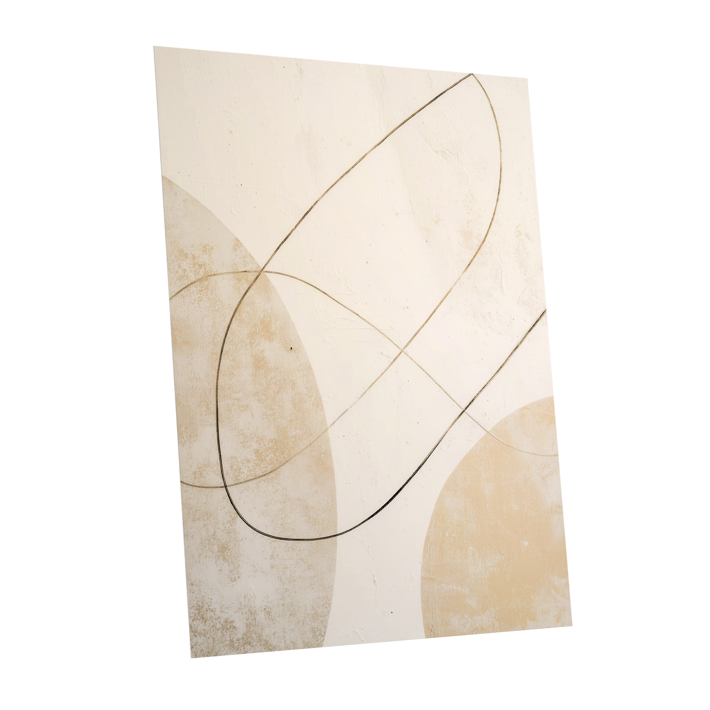 Gilded Orbit, white, beige, gold minimalist wall art shown as a unframed poster wall art print