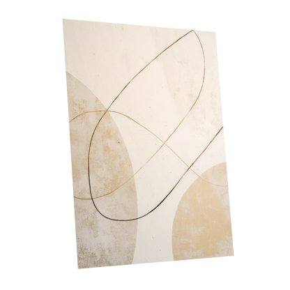 Gilded Orbit, white, beige, gold minimalist wall art shown as a unframed poster wall art print