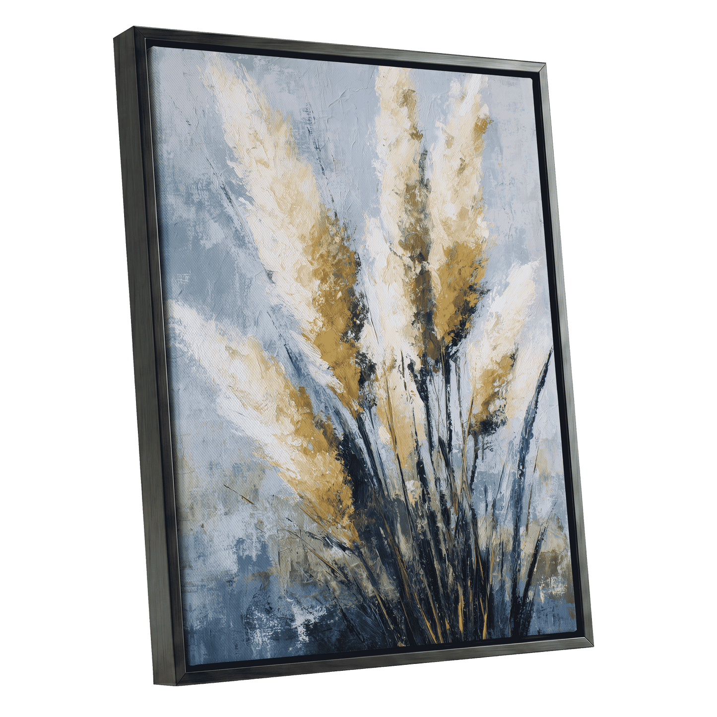 Gilded Pampas – black framed canvas option