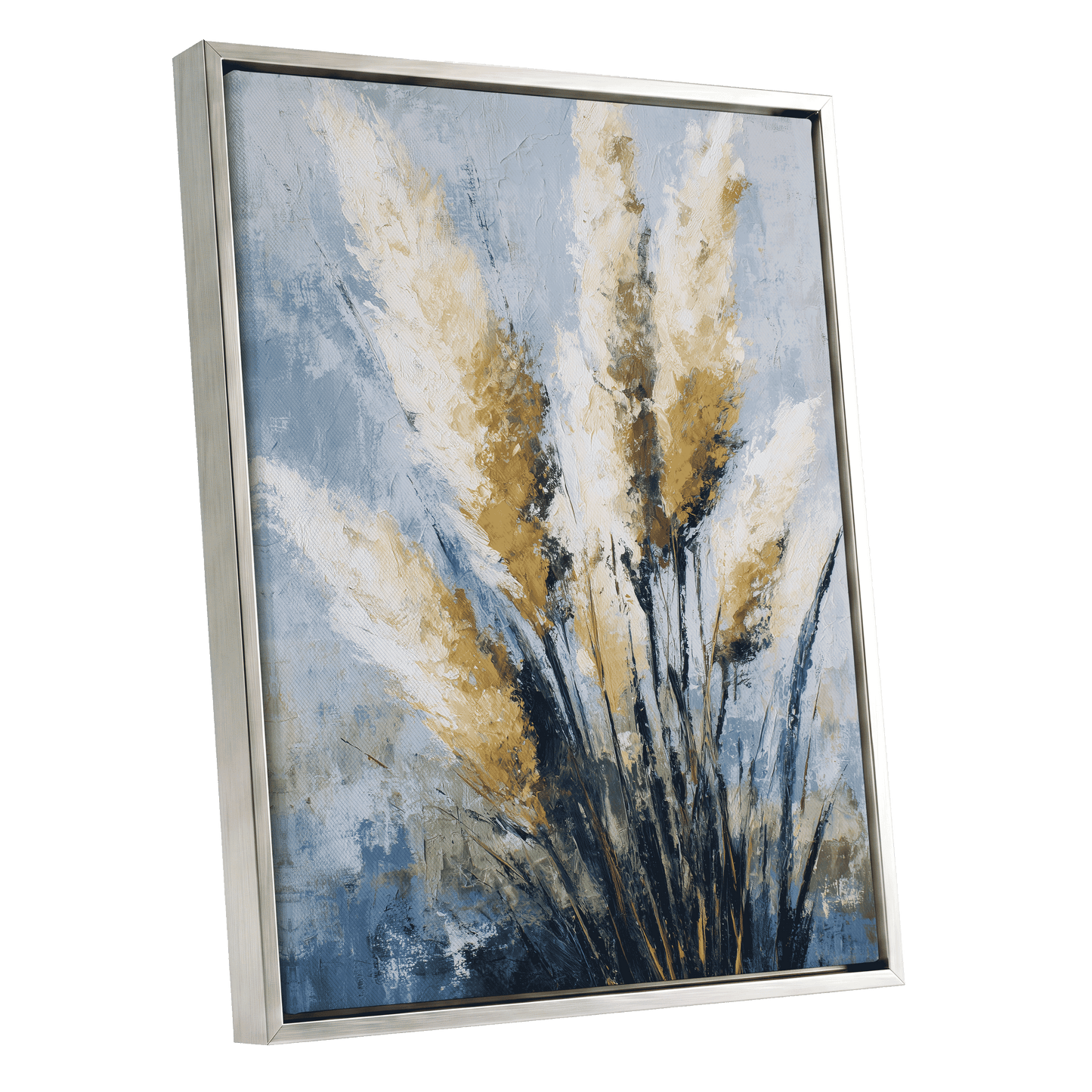 Gilded Pampas – silver framed canvas option
