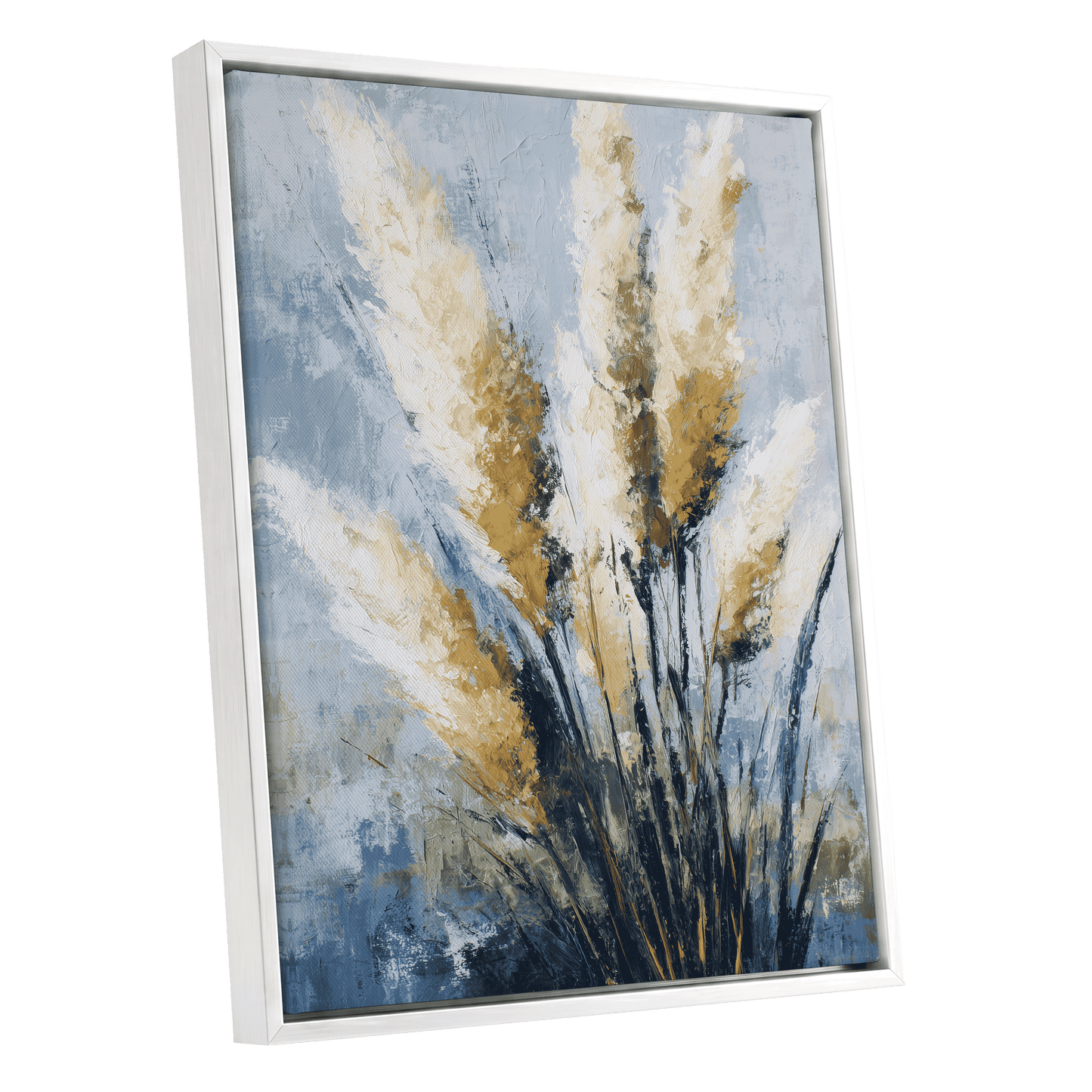 Gilded Pampas – white framed canvas option