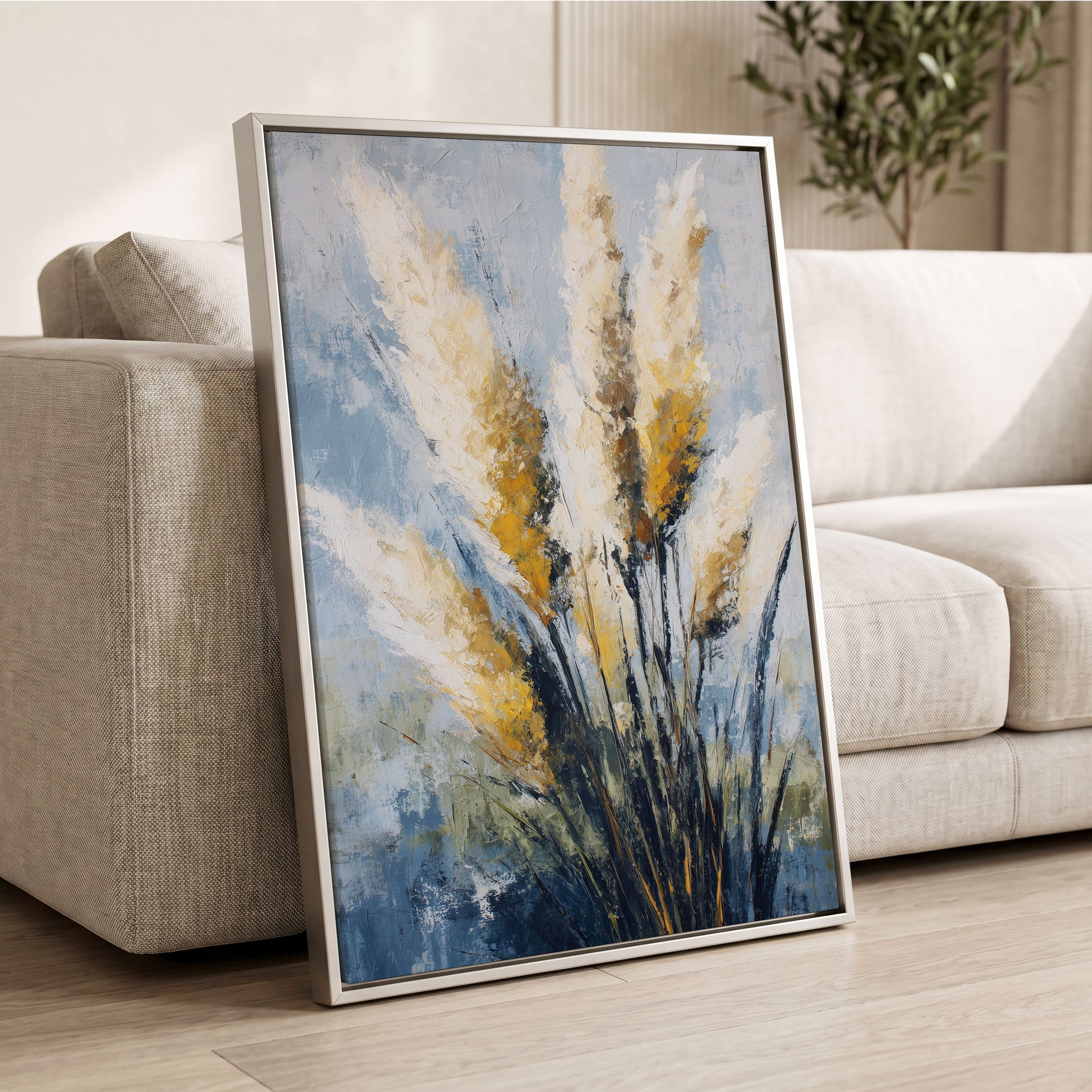 Gilded Pampas – wall art displayed in a styled interior, gallery view 2