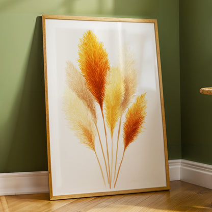 Gilded Pampas Study, white, beige, gold nature wall art displayed in a styled interior, gallery view 6