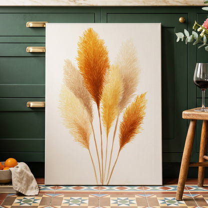 Gilded Pampas Study, white, beige, gold nature wall art displayed in a styled interior, gallery view 7