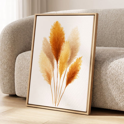 Gilded Pampas Study, white, beige, gold nature wall art displayed in a styled interior, gallery view 8