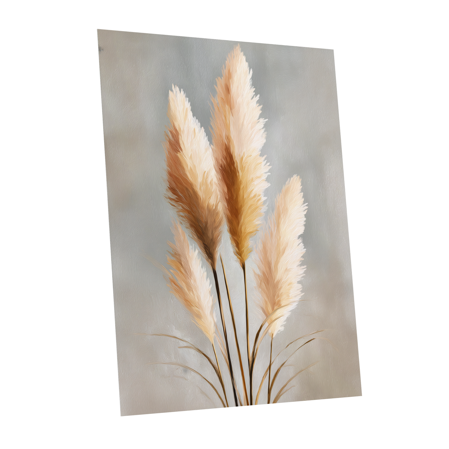 Gilded Pampas, gray, beige, gold nature wall art shown as a unframed poster wall art print