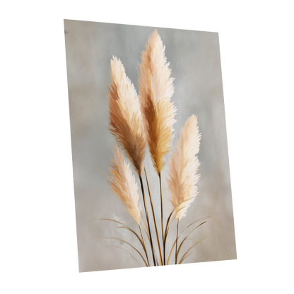 Gilded Pampas, gray, beige, gold nature wall art shown as a unframed poster wall art print