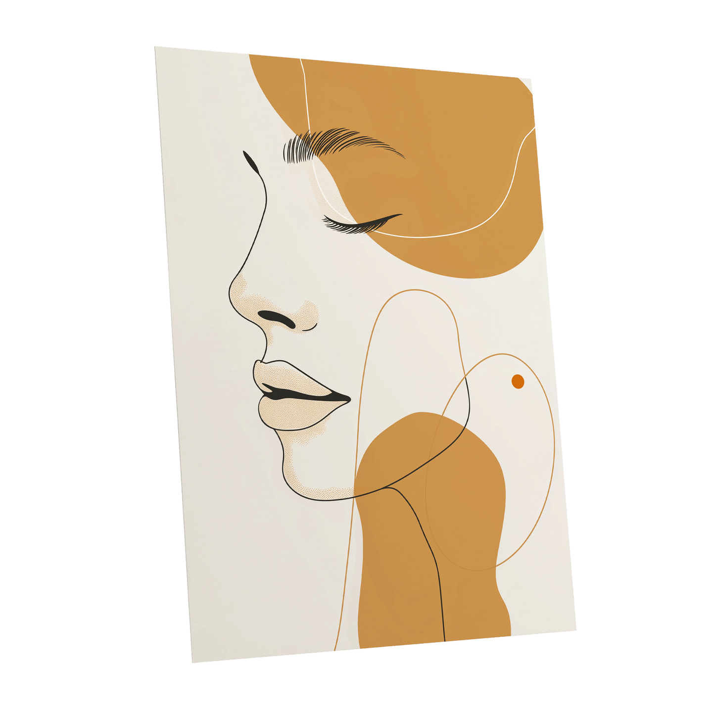 Gilded Reverie, beige, gold, black minimalist wall art shown as a unframed poster wall art print