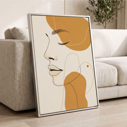 Gilded Reverie, beige, gold, black minimalist wall art displayed in a styled interior, gallery view 2