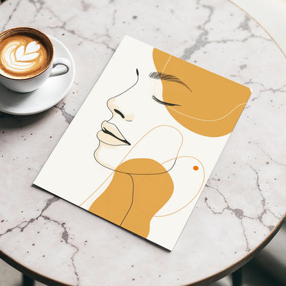 Gilded Reverie, beige, gold, black minimalist wall art displayed in a styled interior, gallery view 3