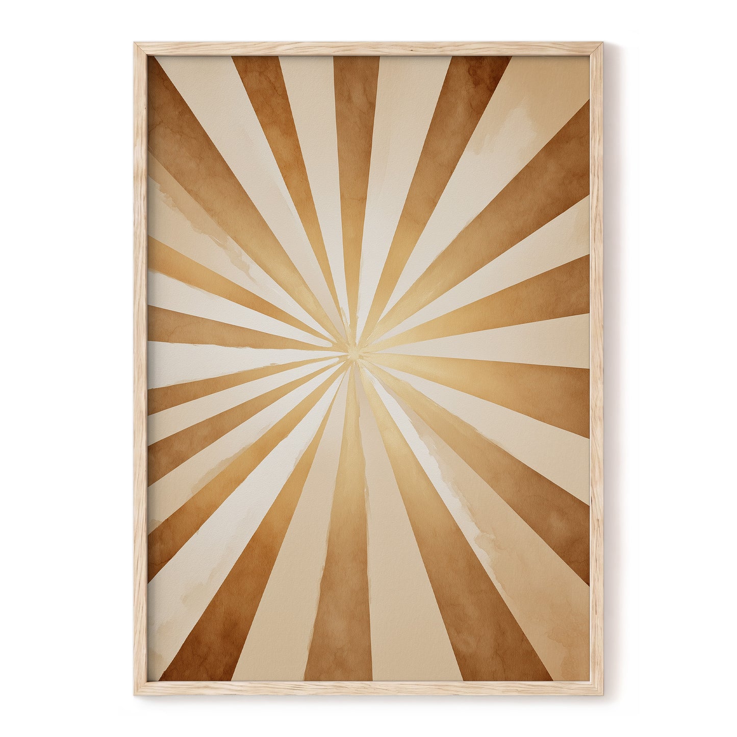 Gilded Sepia Burst, beige, gold, brown abstract wall art, front artwork view