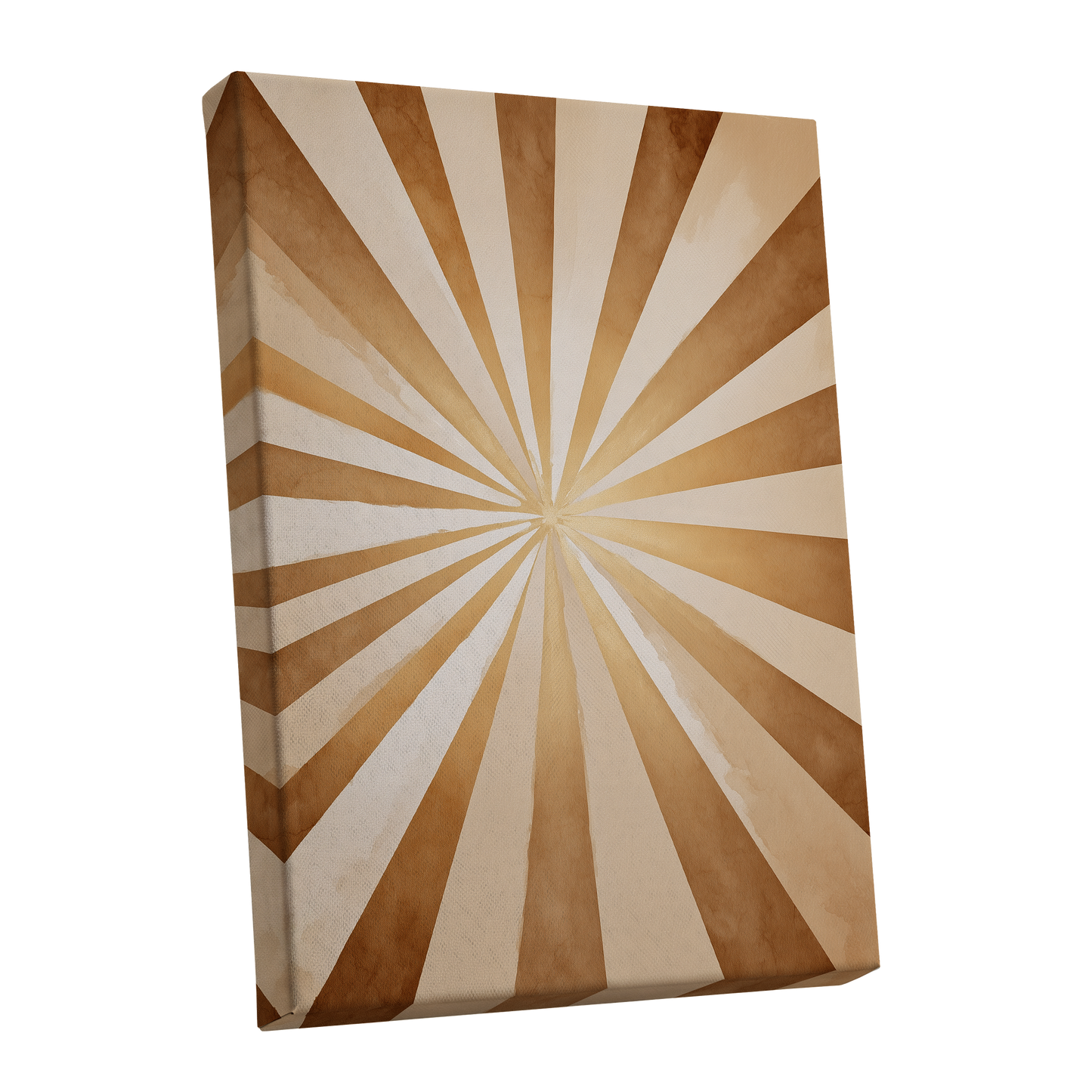 Gilded Sepia Burst, beige, gold, brown abstract wall art shown as a stretched canvas wall art