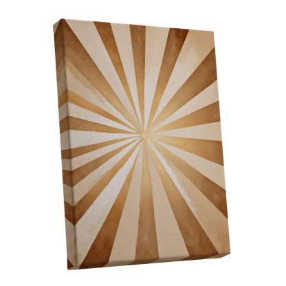 Gilded Sepia Burst, beige, gold, brown abstract wall art shown as a stretched canvas wall art