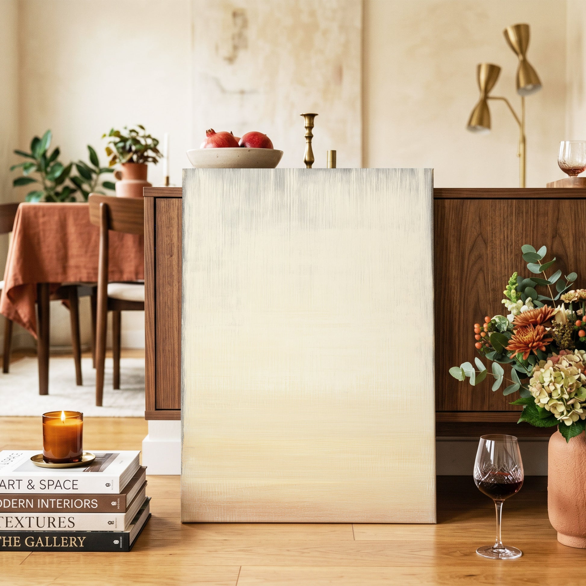 Gilded Stillness – canvas wall art in a styled interior, gallery view 2