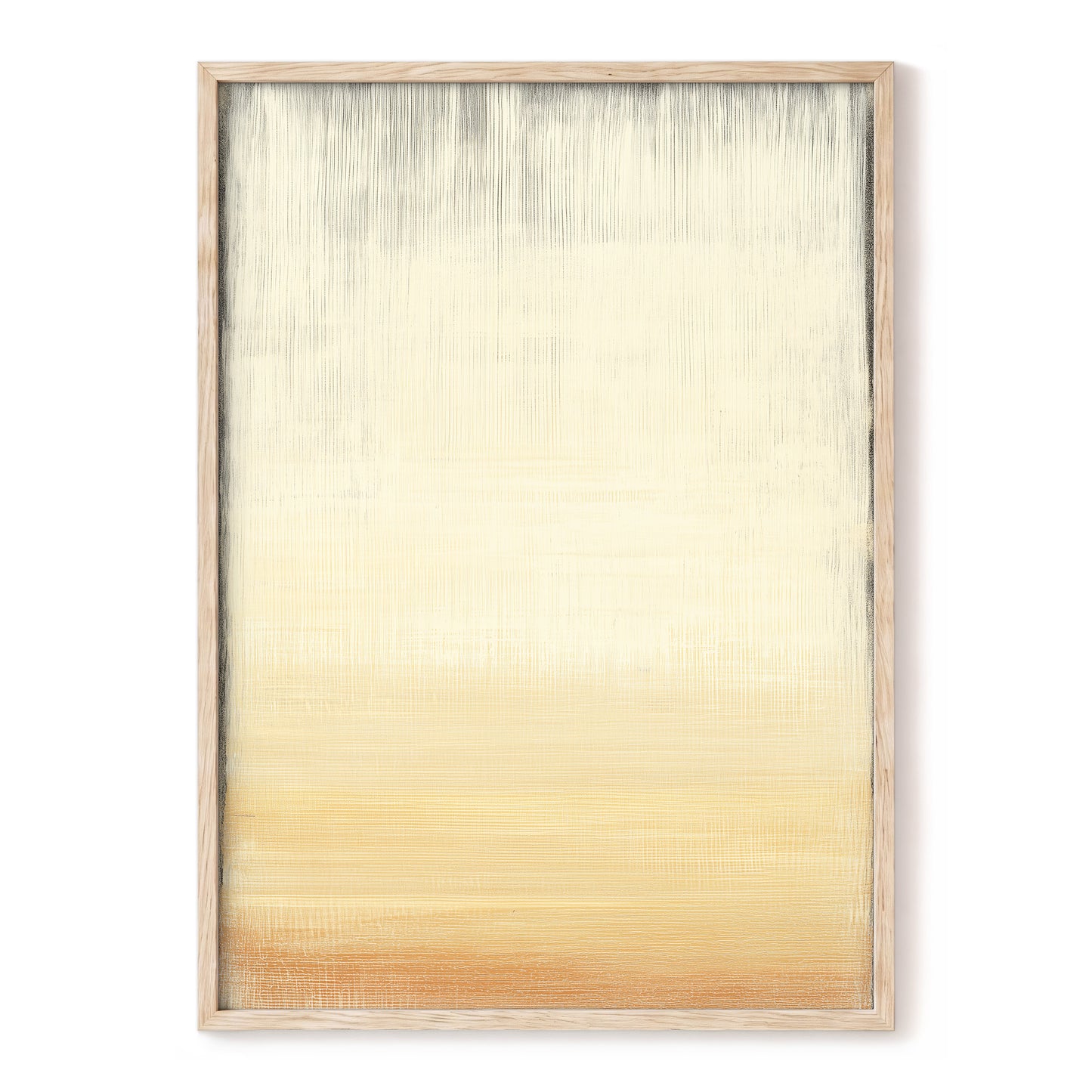 Gilded Stillness – beige, gold, white abstract wall art, front view