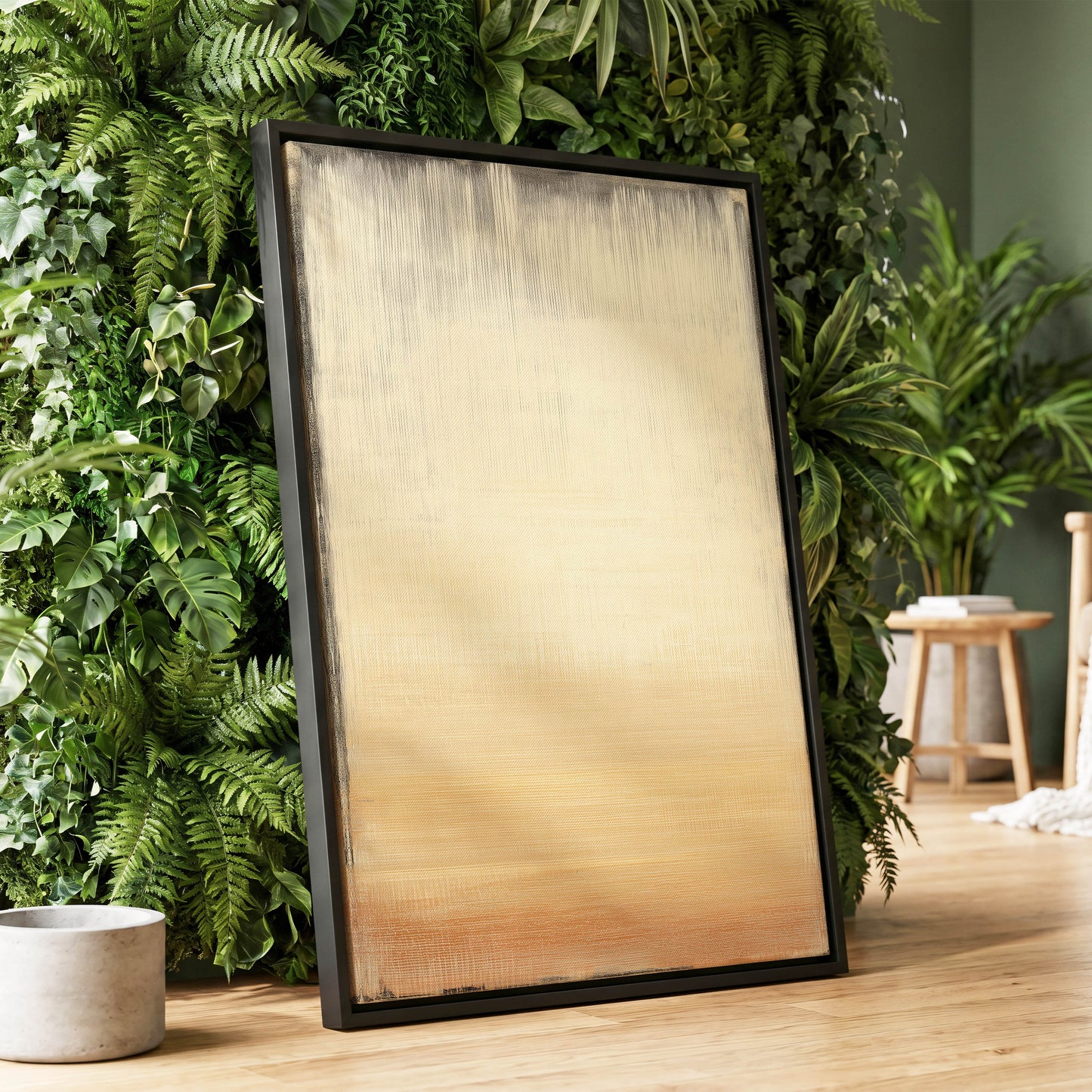 Gilded Stillness – wall art displayed in a styled interior, gallery view 1