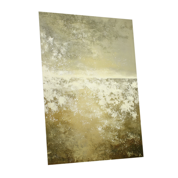 Gilded Stillness, beige, gold, white abstract wall art shown as a unframed poster wall art print