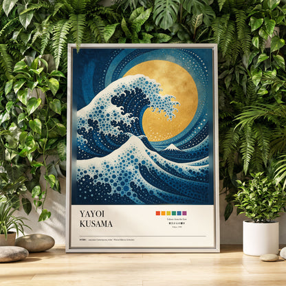 Gilded Tidal Arc, blue, gold, white nature wall art displayed in a styled interior, gallery view 2