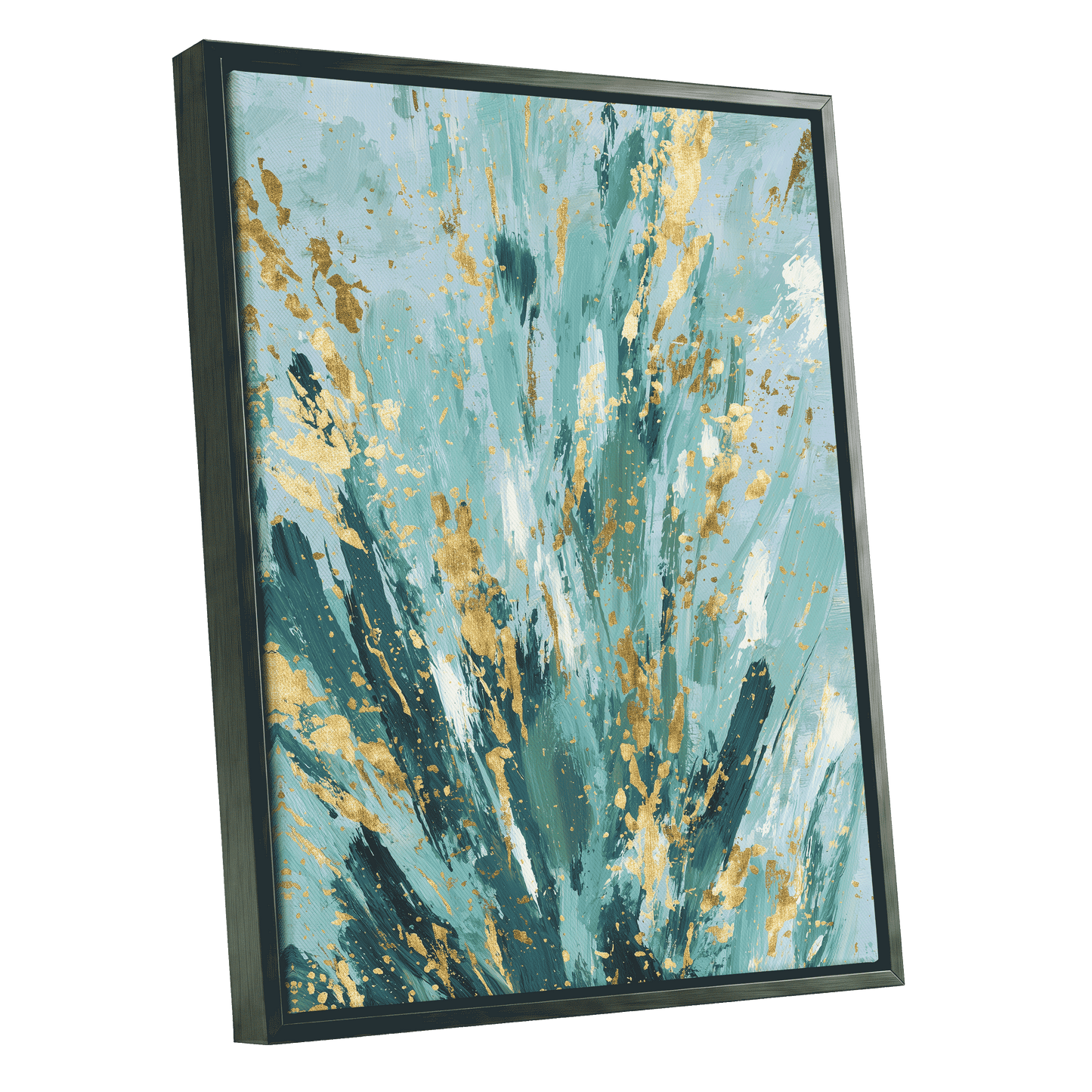 Gilded Tidal Veil – black framed canvas option