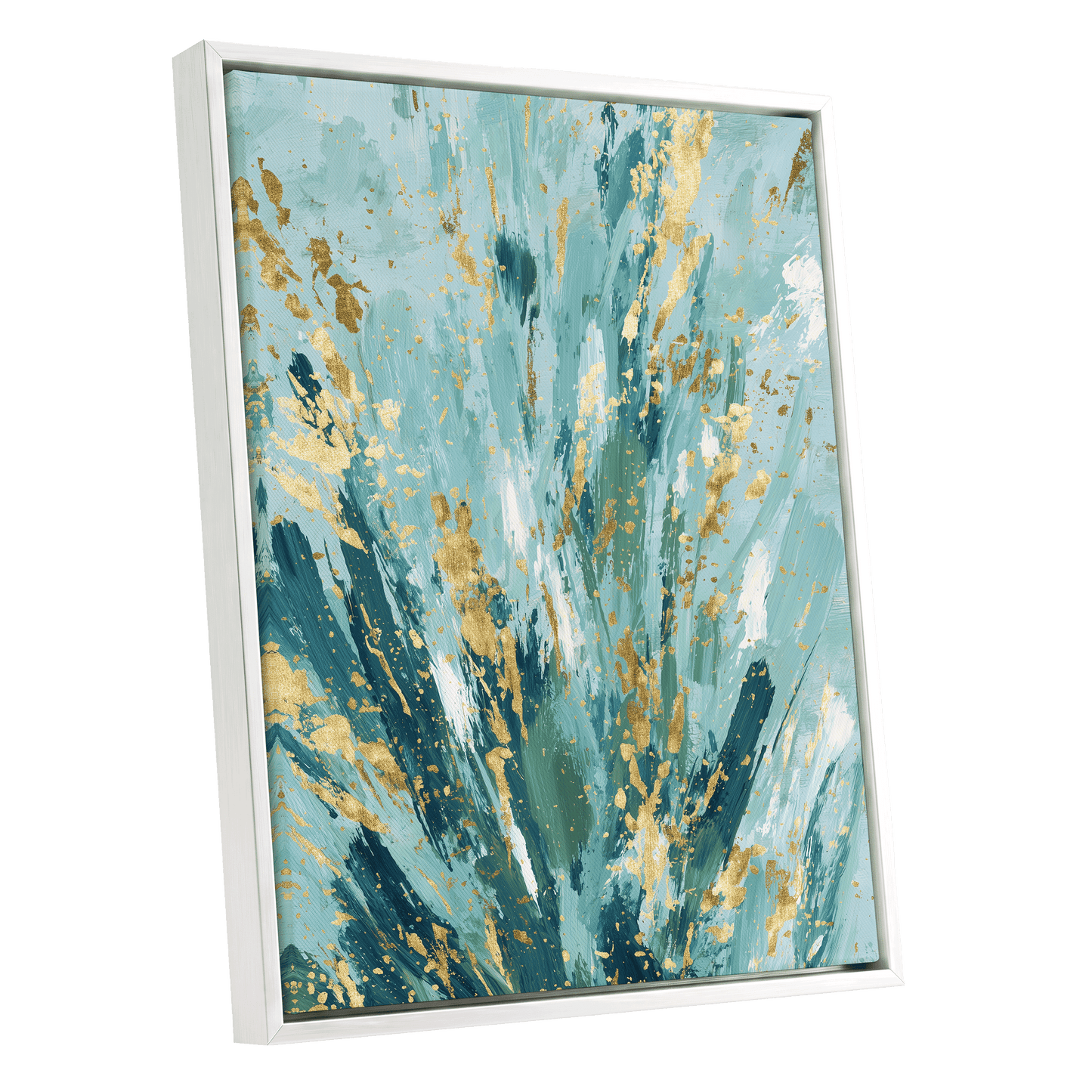 Gilded Tidal Veil – white framed canvas option