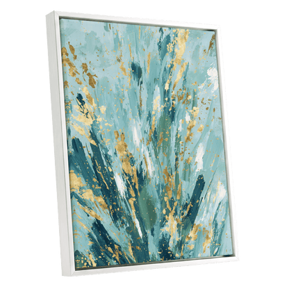Gilded Tidal Veil – white framed canvas option