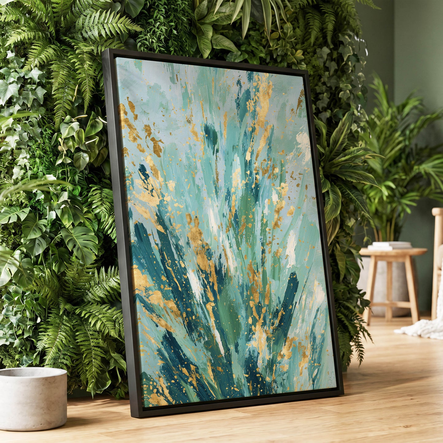 Gilded Tidal Veil – wall art displayed in a styled interior, gallery view 1